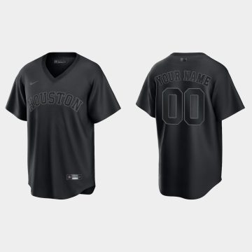 Custom Houston Astros Pitch Black Fashion Cool Base Jersey Black