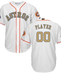 Custom Houston Astros White 2018 Gold Program Cool Base Jersey