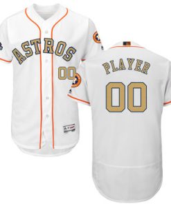 Custom Houston Astros White 2018 Gold Program Flexbase Jersey