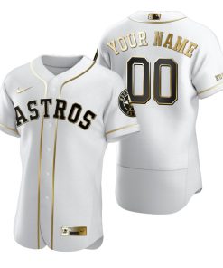 Custom Houston Astros White Flex Base Golden Edition Jersey