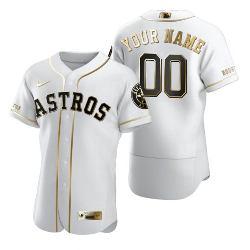 Custom Houston Astros White Flex Base Golden Edition Jersey