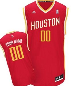 Custom Houston Rockets Red With Gold Jersey