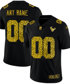 Custom Houston Texans Leopard Print Fashion Vapor Limited NFL Jersey Black