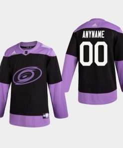 Custom Hurricanes Hockey Fights Cancer Practice Black Jersey