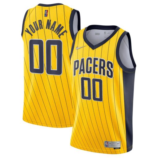 Custom Indiana Pacers Active Player Gold Earned Edition Swingman Stitched Jersey