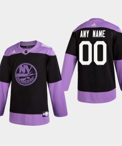 Custom Islanders Hockey Fights Cancer Practice Black Jersey