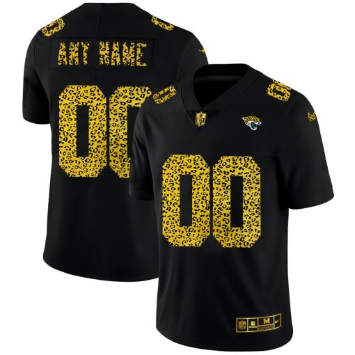 Custom Jacksonville Jaguars Leopard Print Fashion Vapor Limited NFL Jersey Black