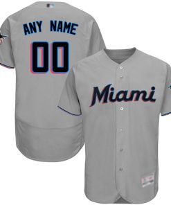 Custom Jersey Grey Baseball Road Miami Marlins Flex Base
