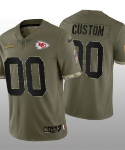 Custom Kansas City Chiefs Active Player 2022 Olive Salute To Service Limited Stitched Jersey