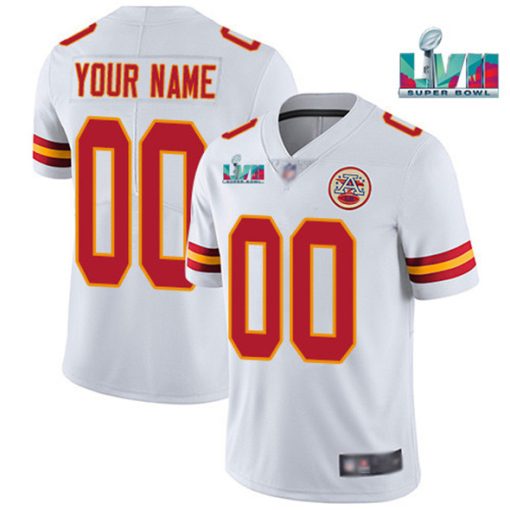 Custom Kansas City Chiefs Active Player White Super Bowl Lvii Patch Vapor Untouchable Limited Stitched Jersey