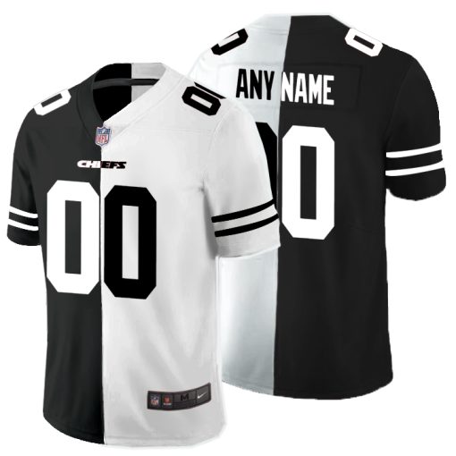 Custom Kansas City Chiefs Black And White Split Vapor Untouchable Limited Jersey