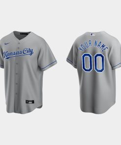 Custom Kansas City Royals Cool Base Cool Base Road Jersey Gray