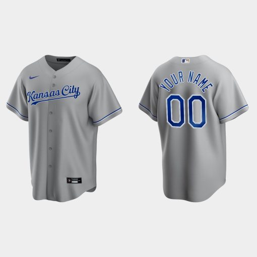 Custom Kansas City Royals Cool Base Cool Base Road Jersey Gray