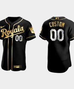 Custom Kansas City Royals Golden Edition Flex Base Jersey Black