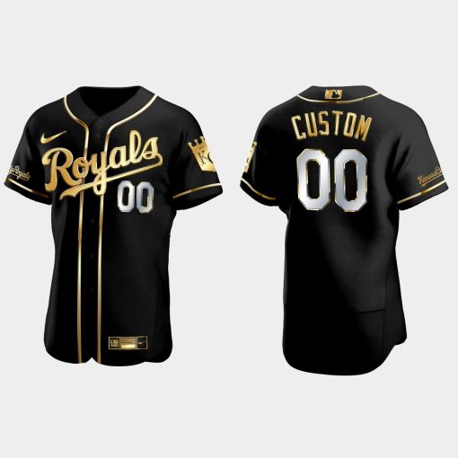 Custom Kansas City Royals Golden Edition Flex Base Jersey Black