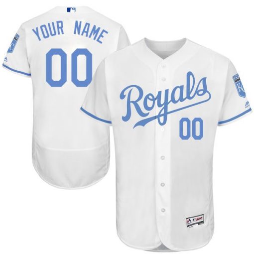 Custom Kansas City Royals 2016 Fathers Day Fashion White Flexbase Collection Jersey