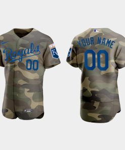 Custom Kansas City Royals 2021 National Armed Forces Day Flex Base Jersey Camo