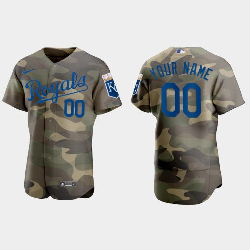 Custom Kansas City Royals 2021 National Armed Forces Day Flex Base Jersey Camo