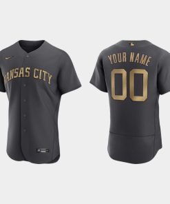 Custom Kansas City Royals 2022 All-star Game Flex Base Jersey Charcoal