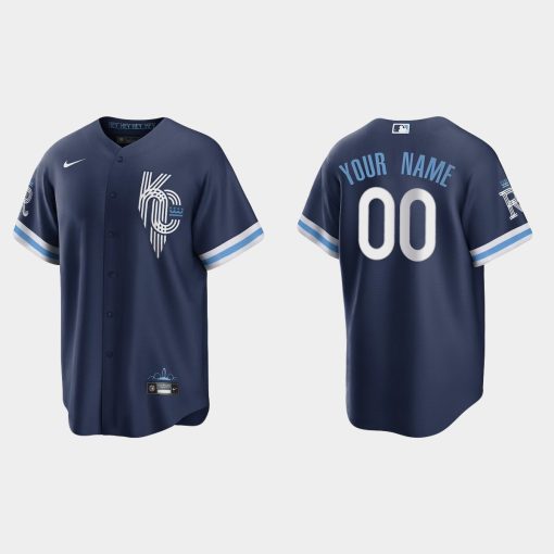 Custom Kansas City Royals 2022 City Connect Cool Base Jersey Navy