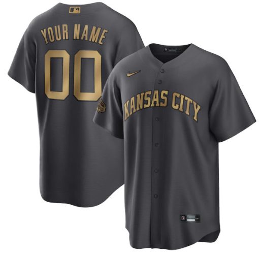 Custom Kansas City Royals Active Player Charcoal 2022 All-star Cool Base Stitched Baseball Jersey