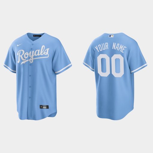 Custom Kansas City Royals Cool Base Alternate Jersey Blue