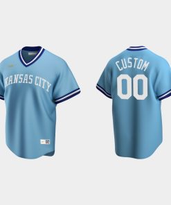 Custom Kansas City Royals Cooperstown Collection Road Jersey Light Blue