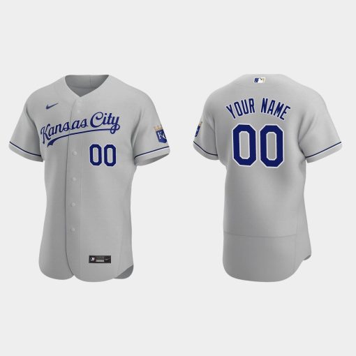 Custom Kansas City Royals Gray Flex Base 2020 Road Jersey