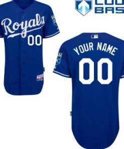 Custom Kansas City Royals Navy Blue Jersey