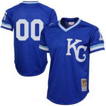 Custom Kansas City Royals Royal Blue Mesh Batting Practice Throwback Cooperstown Collection Baseball Jersey