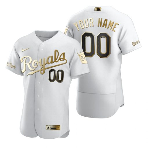 Custom Kansas City Royals White Flex Base Golden Edition Jersey