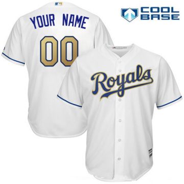 Custom Kansas City Royals White With Gold Home 2017 Cool Base Baseball Jersey