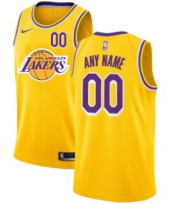 Custom Lakers Yellow City Edition Number Swingman Jersey