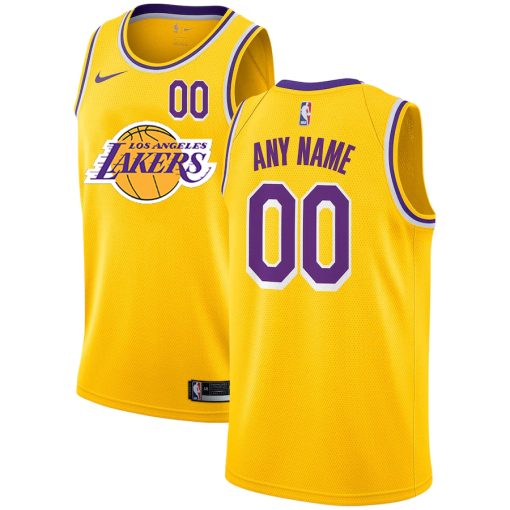 Custom Lakers Yellow City Edition Number Swingman Jersey