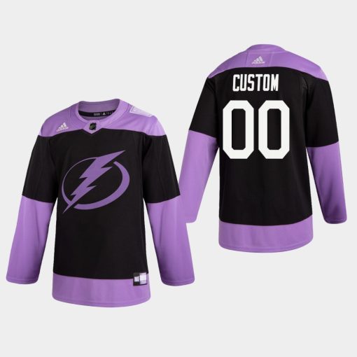 Custom Lightning Hockey Fights Cancer Practice Black Jersey