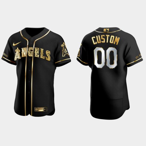 Custom Los Angeles Angels Gold Edition Flex Base Jersey Black