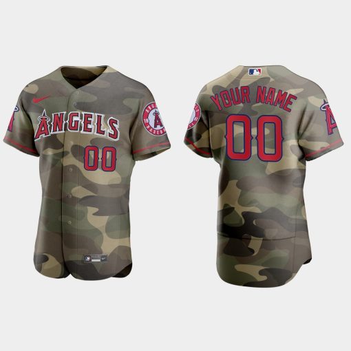 Custom Los Angeles Angels 2021 National Armed Forces Day Flex Base Jersey Camo