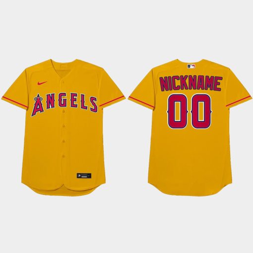 Custom Los Angeles Angels 2021 Players' Weekend Nickname Jersey Gold