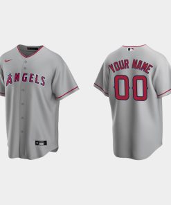 Custom Los Angeles Angels Gray Cool Base Road Jersey