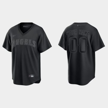 Custom Los Angeles Angels Pitch Black Fashion Cool Base Jersey Black