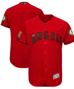 Custom Los Angeles Angels Scarlet 2018 Memorial Day Collection Flex Base Team Jersey