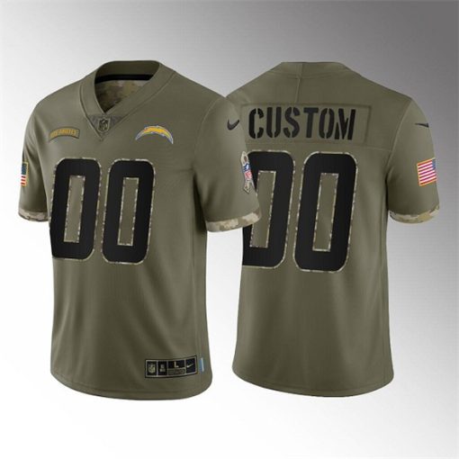 Custom Los Angeles Chargers Active Player 2022 Olive Salute To Service Limited Stitched Jersey