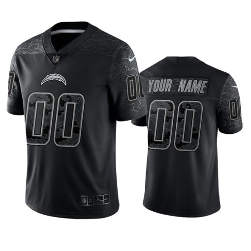 Custom Los Angeles Chargers Active Player Black Reflective Limited Stitched Football Jersey