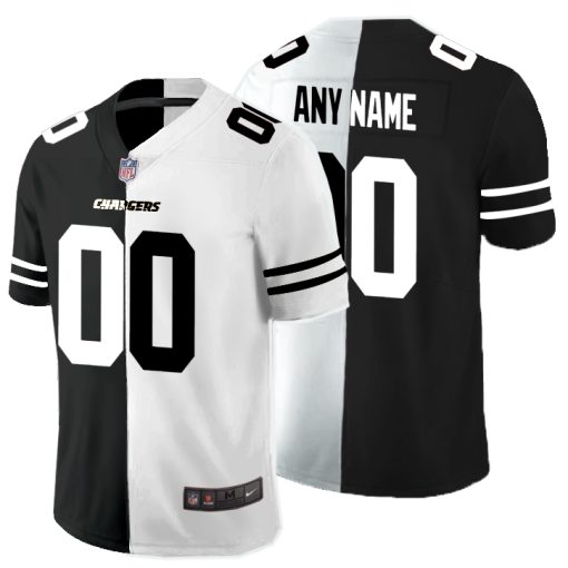 Custom Los Angeles Chargers Black And White Split Vapor Untouchable Limited Jersey