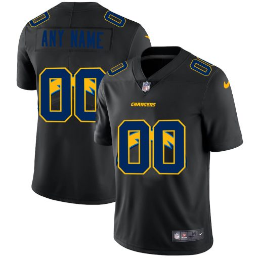 Custom Los Angeles Chargers Team Logo Dual Overlap Limited NFL Jersey Black