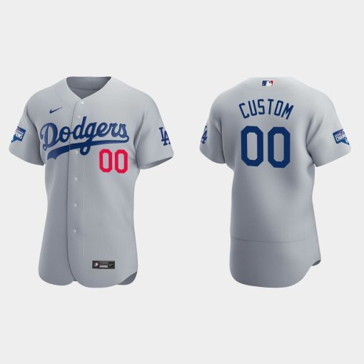 Custom Los Angeles Dodgers 2020 World Series Champions Alternate Flex Base Team Jersey Gray
