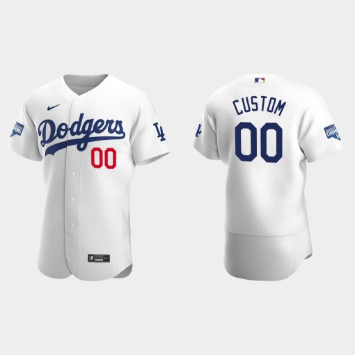 Custom Los Angeles Dodgers 2020 World Series Champions Bound Flex Base Jersey White