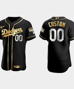 Custom Los Angeles Dodgers 2020 World Series Champions Golden Edition Jersey Black