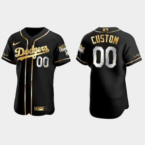 Custom Los Angeles Dodgers 2020 World Series Champions Golden Edition Jersey Black