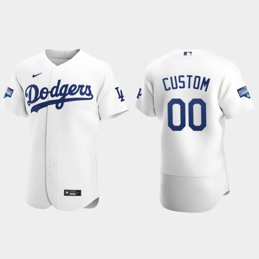 Custom Los Angeles Dodgers 2020 World Series Champions Home Flex Base Team Jersey White